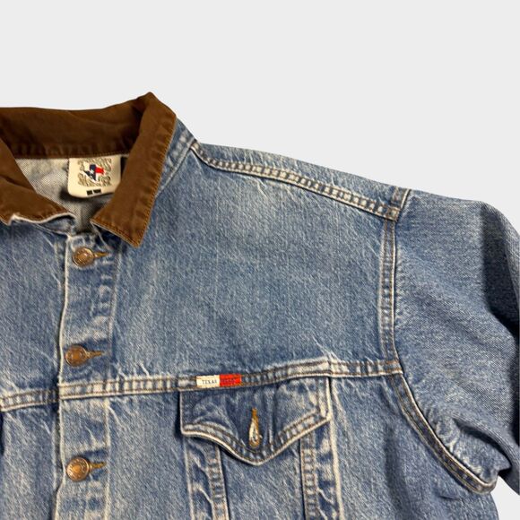 Vintage Texas Wear Denim Jacket Mens Large Corduroy Collar Western Trucker 90s - Picture 8 of 14